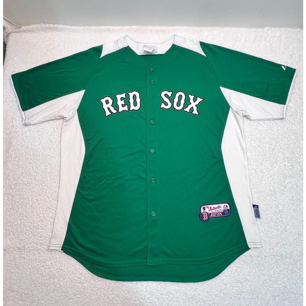Boston Red Sox Majestic Authentic Cool base Collection Jersey Green Baseball, XL